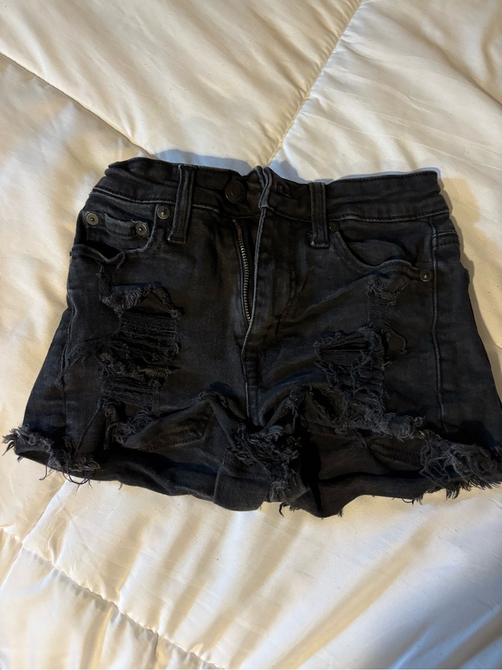 Aeropostale Black Distressed Denim Cutoff Shorts